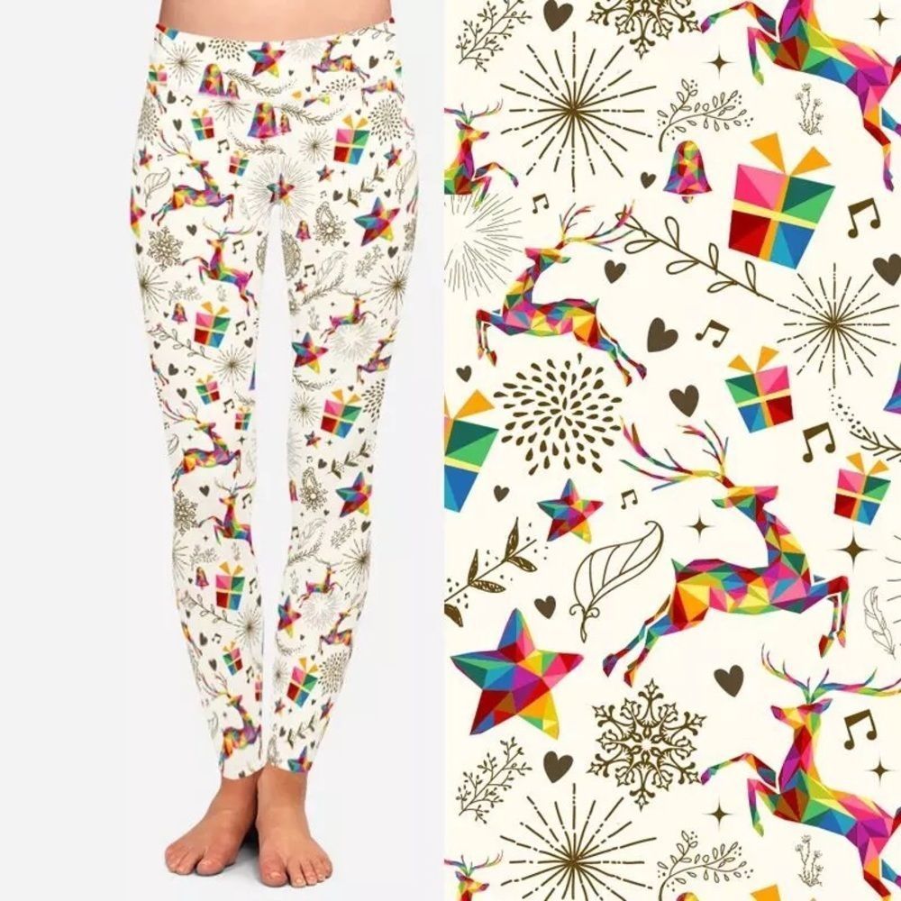 New 🎄Christmas Colorful Reindeer Soft Leggings 🍁